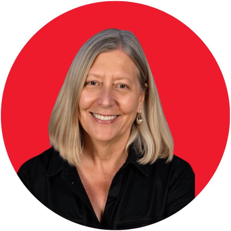 Cindy - Red Donut Cindy Sullivan, Principal Consultant, Ortecha Headshot